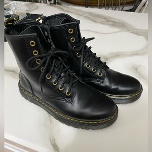 DR.MARTENS WOMENS ZAVALA COMBAT BOOT - BLACK SIZE 8